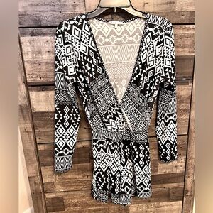 Black and white pattern romper- Size Small